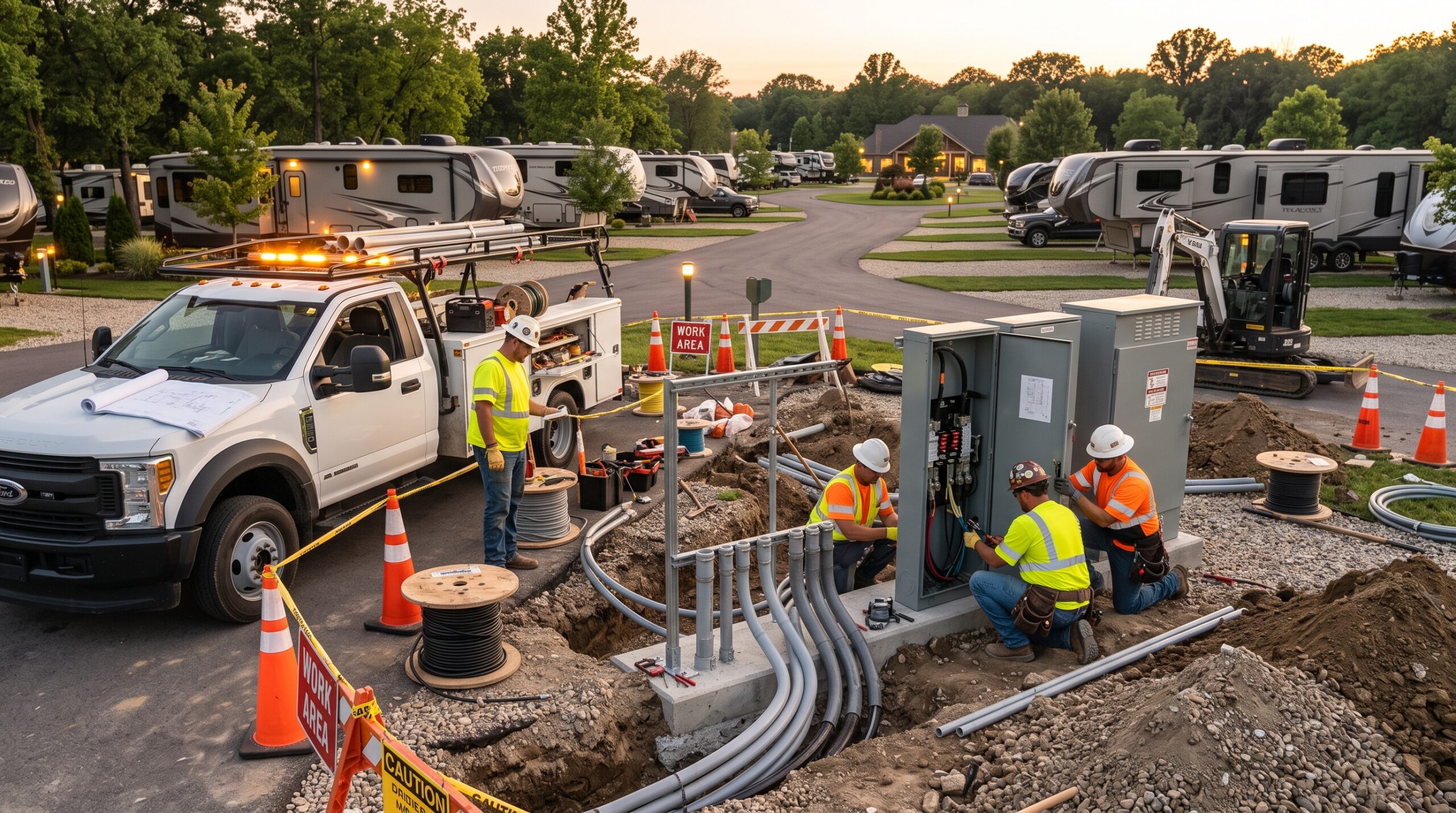 RV park electrical upgrade work